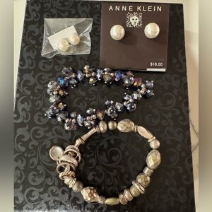 Anne Klein Pearl Earrings + Bonus Pearl Studs + 2 Beaded Bracelets — GREAT DEAL!